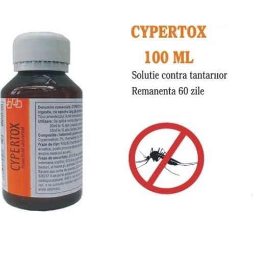 Insecticid profesional impotriva gandacilor, puricilor, mustelor, tantarilor, furnicilor - Cypertox 100 ml