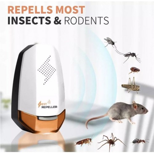 SET 2 x Aparat cu ultrasunete Pest Repeller Alb-Portocaliu, aparate pentru combatere rozatoare si insecte taratoare