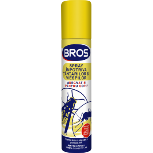 Spray impotriva tantarilor si viespilor cu aerosol, pentru copii, 90 ml, BROS